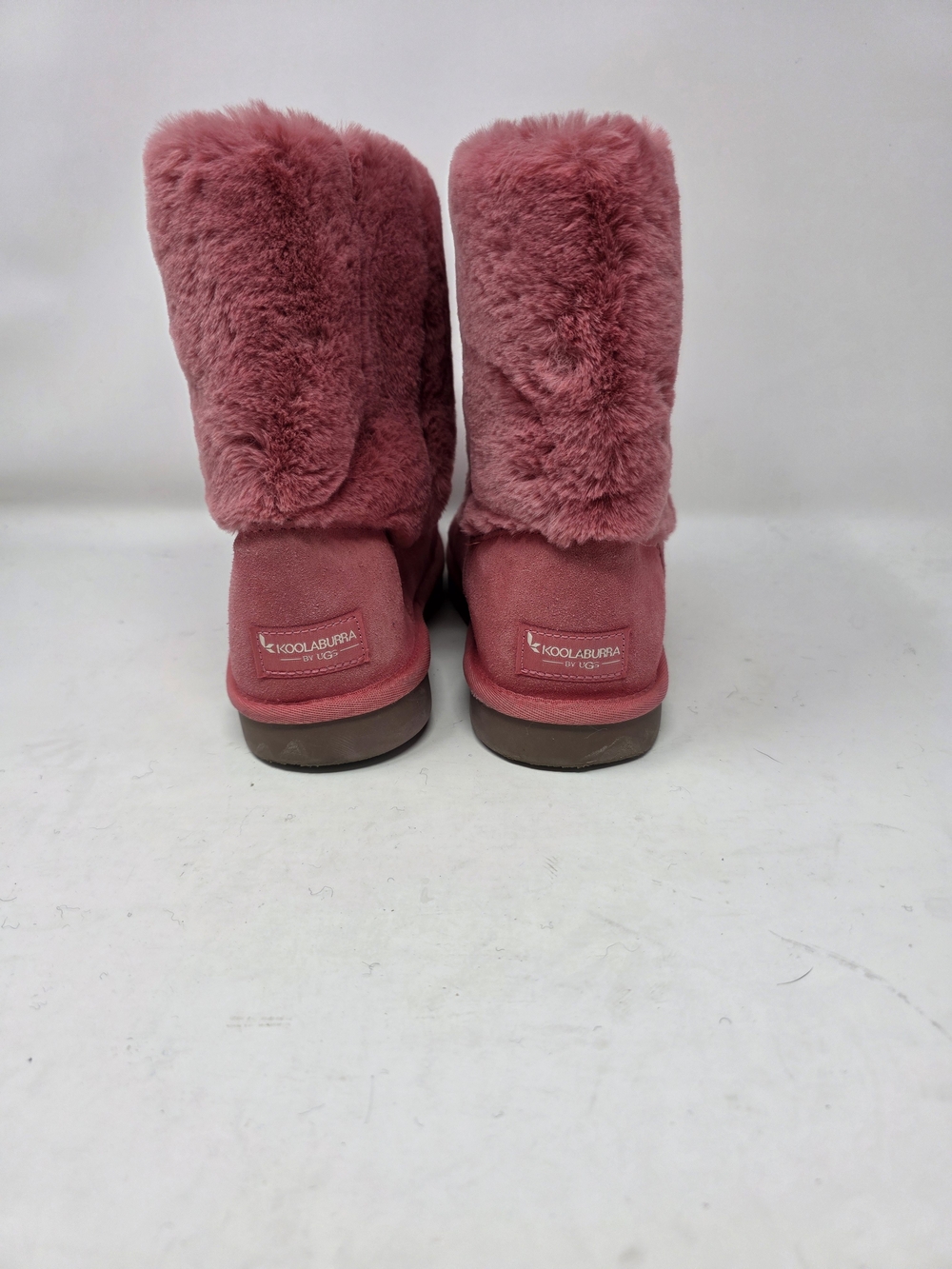 Koolaburra by UGG Pink Victoria Short Faux Fur Suede Winter Boots Size 4 Youth